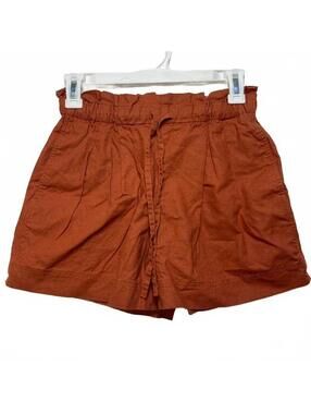 Uniqlo Women's Rust Paperbag Linen Cotton Shorts Drawstring XS